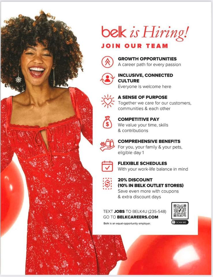 Holiday Hiring Event, Belk (3700 Atlanta Hwy, Athens, GA), September 29