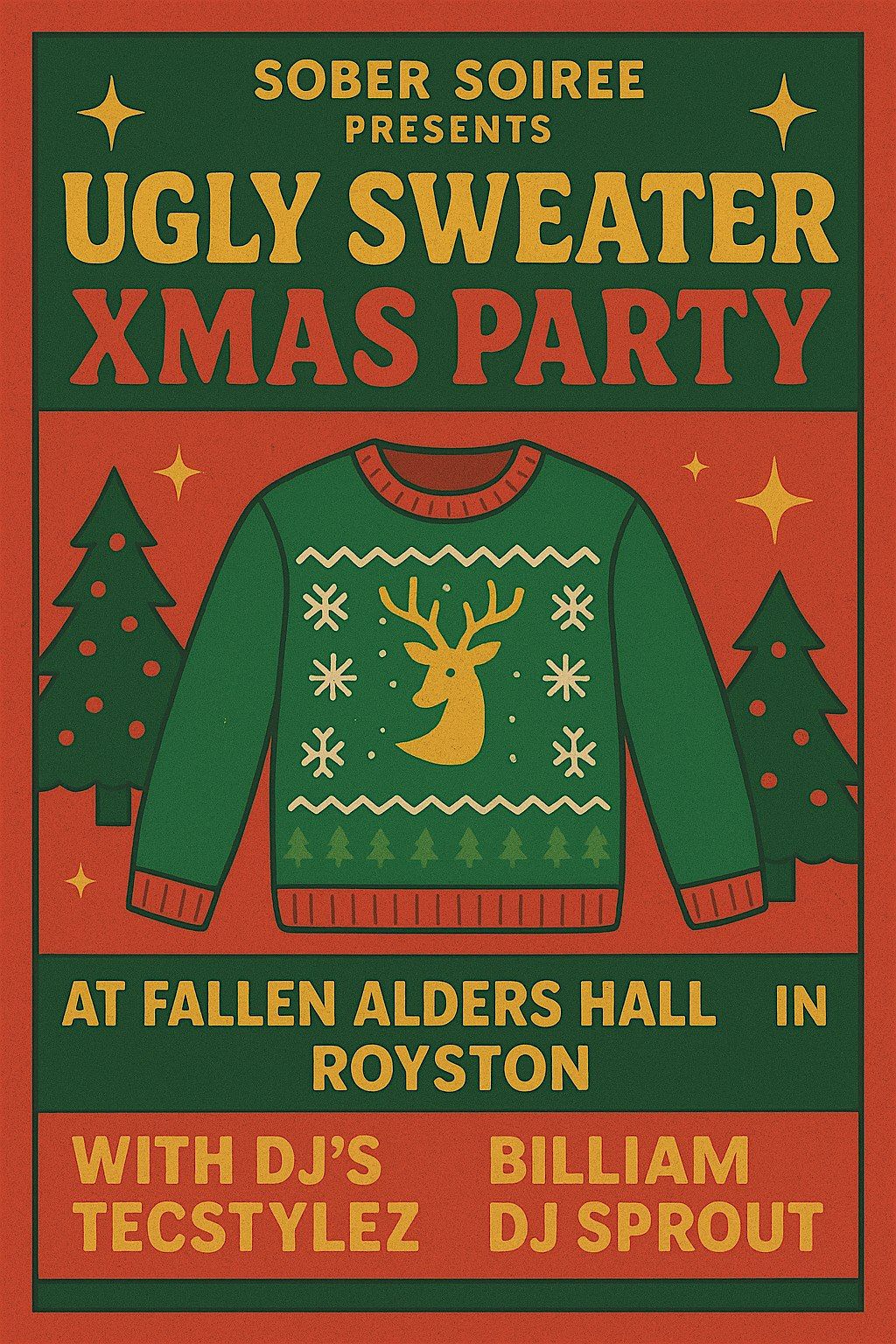 Sober Soiree presents Ugly Sweater Xmas Party, 20 December | Event in Royston | AllEvents