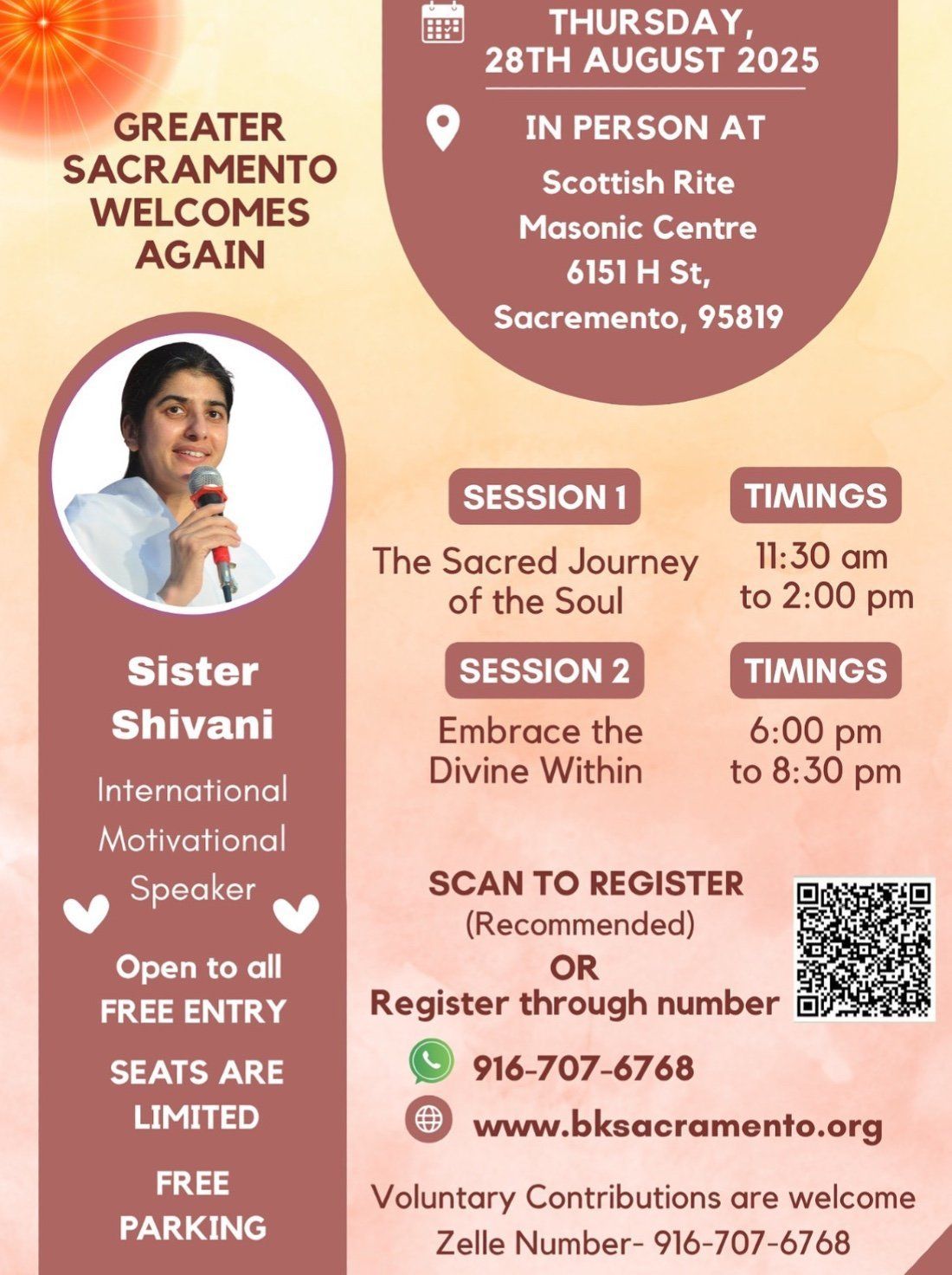 Sister Shivani, 23 August | Event in Edmonton | AllEvents