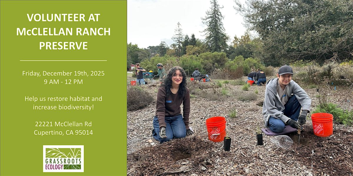 Volunteer Outside at McClellan Ranch Preserve, 19 December | Event in Cupertino | AllEvents