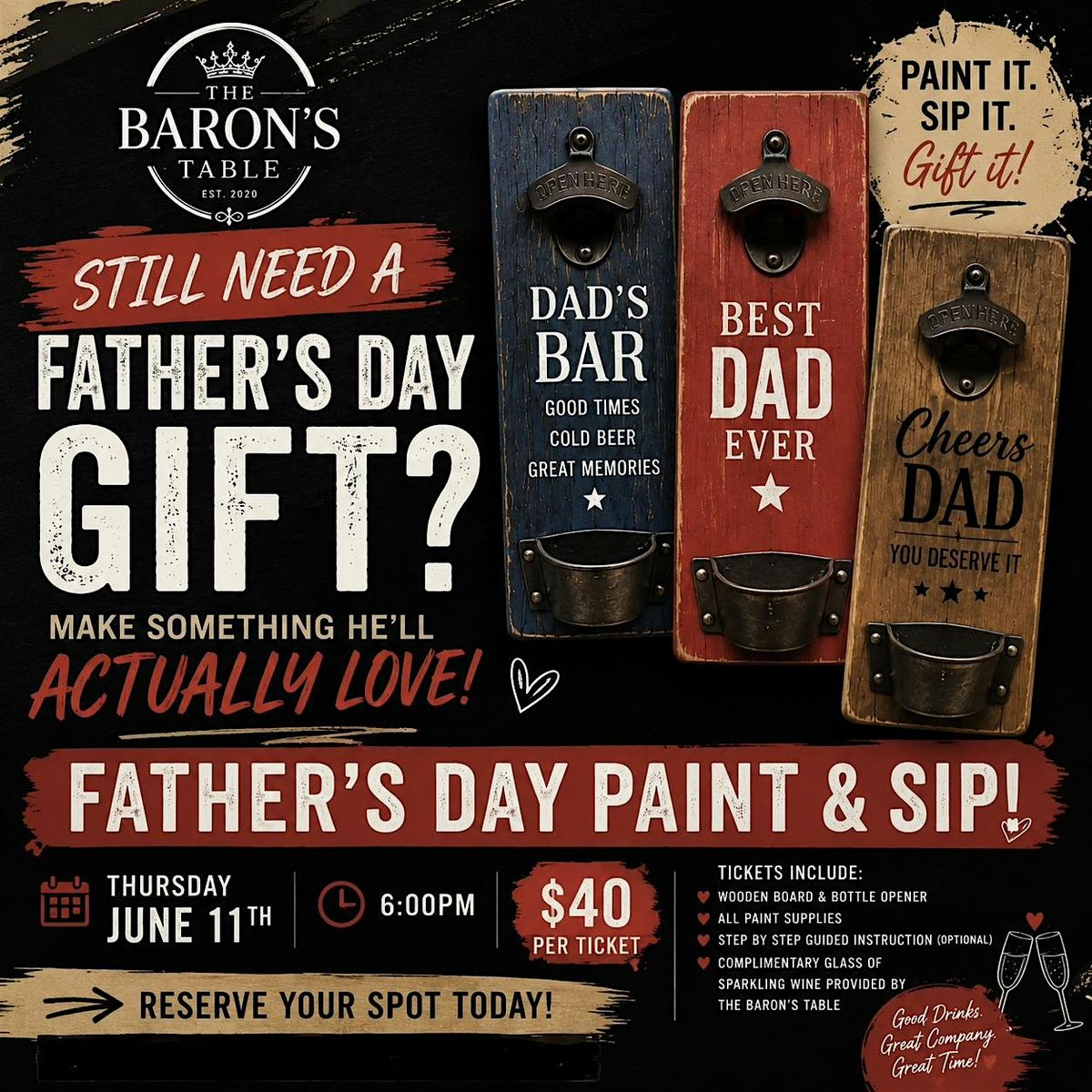 Fathers Day Paint and Sip at Baron’s Table