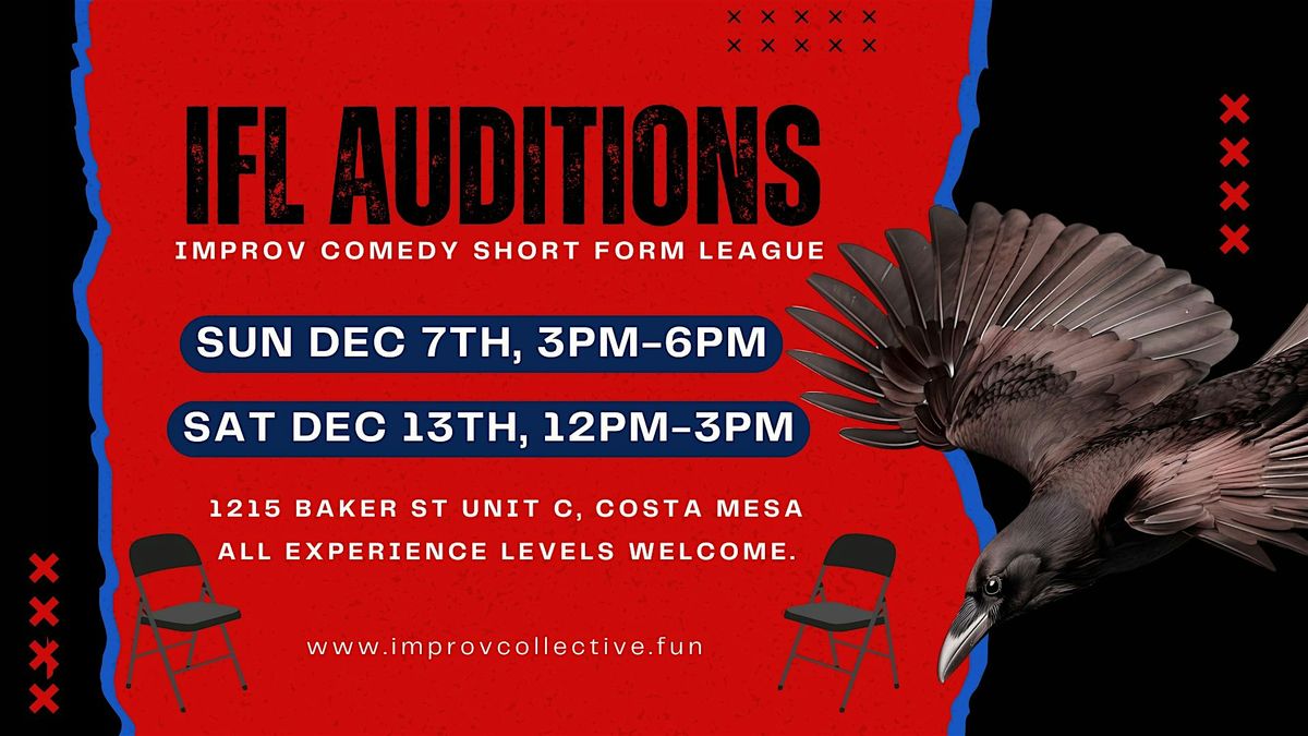 IFL Improv Team Auditions - Short Form Comedy League  , 7 December | Event in Costa Mesa | AllEvents