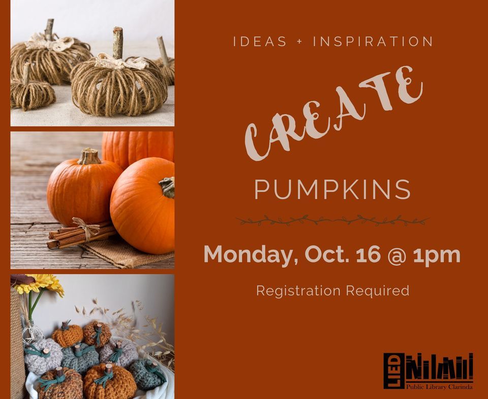 October Create......Pumpkins, Clarinda Lied Public Library, 16