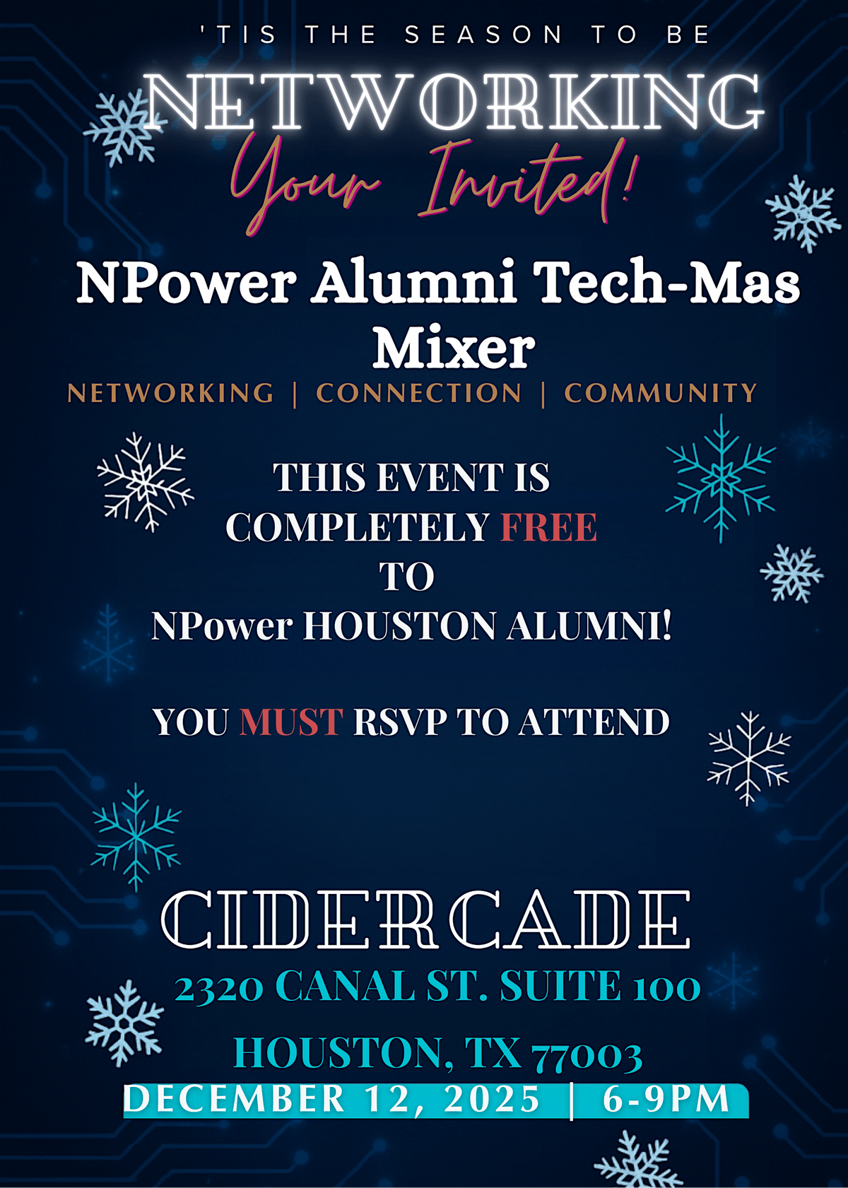 NPower Alumni Tech-mas Mixer, 12 December | Event in Houston | AllEvents
