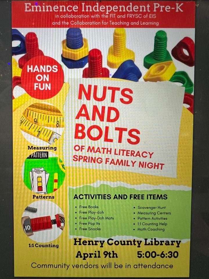 Nuts and Bolts of Math Literacy, 280 West Broadway, Eminence, KY, 9