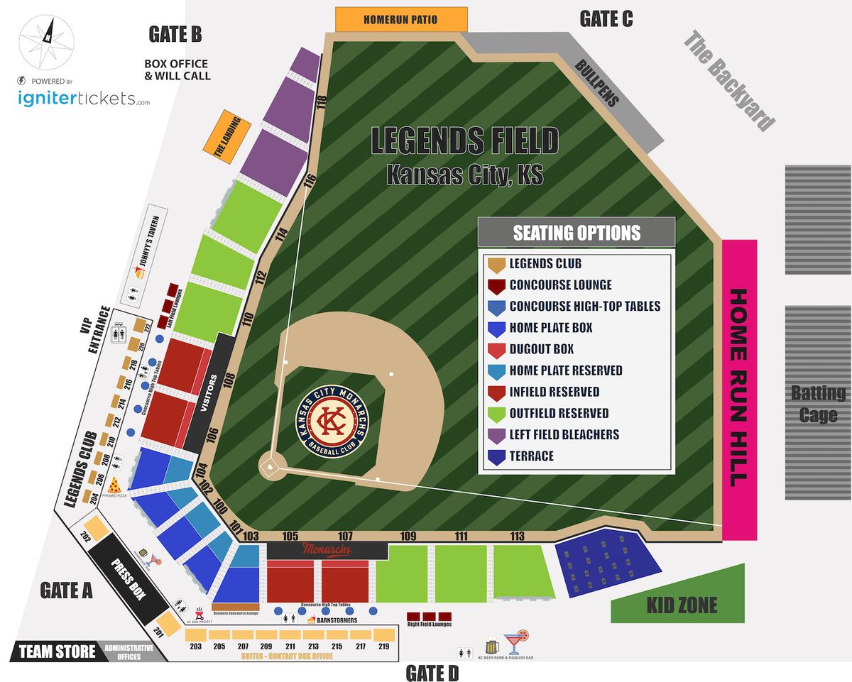 Legends Field Map Kansas City Monarchs vs. Winnipeg Goldeyes, Legends Field - KS, Kansas ...