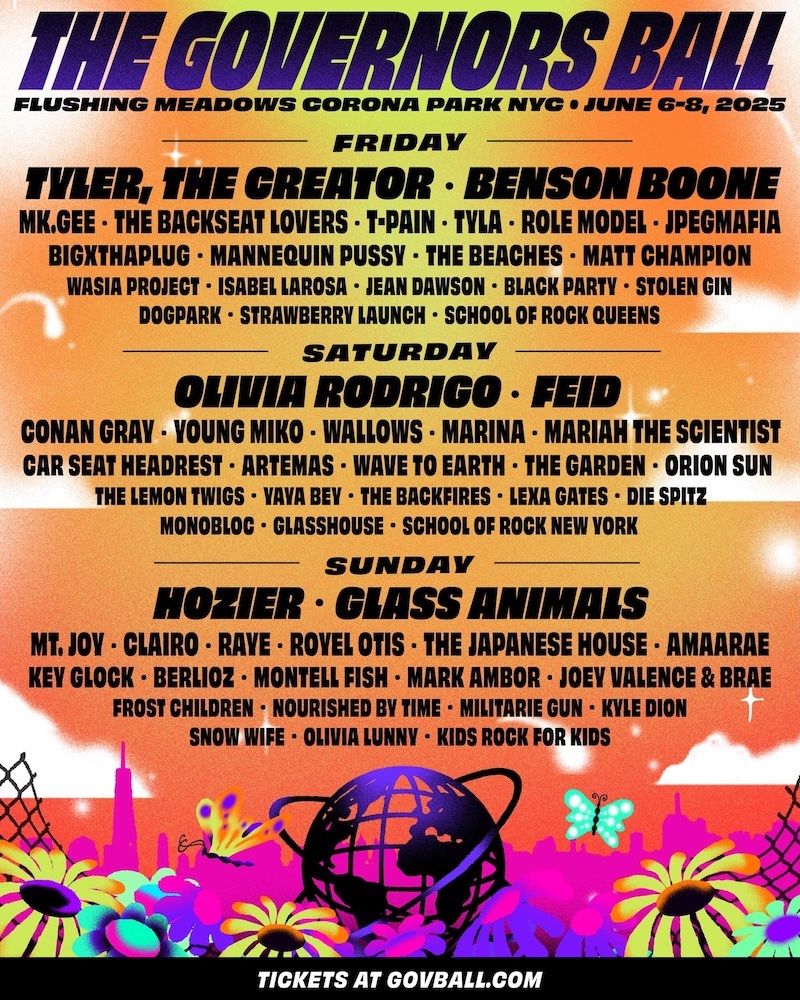 Governors Ball 2025 - Sunday - Hozier, Glass Animals & Mt. Joy Tickets, 8 June | Event in Corona | AllEvents