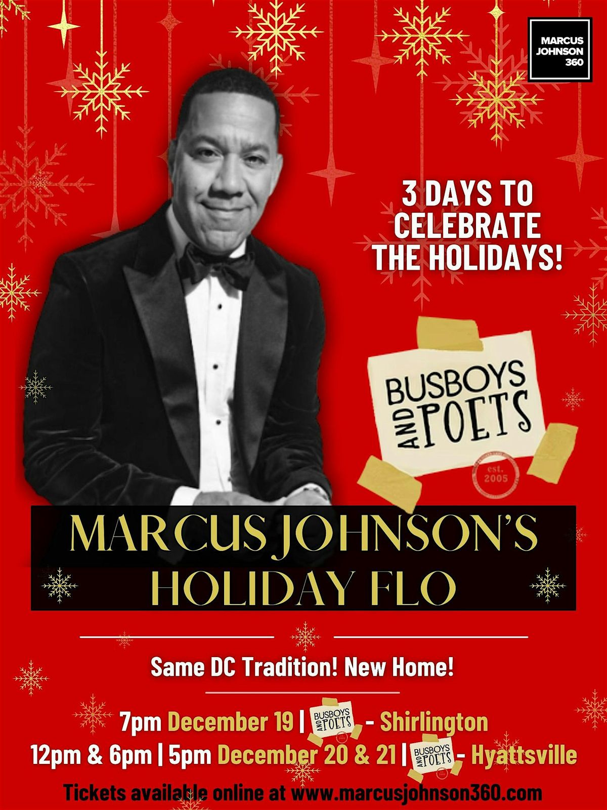 Marcus Johnson Holiday FLO Experience at Busboys and Poets Hyattsville 5pm, 21 December | Event in Hyattsville