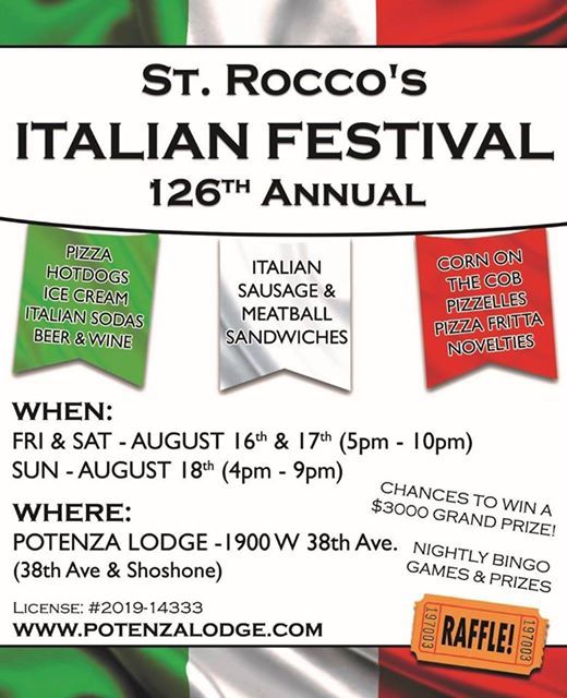126th Annual St Roccos Feast, Potenza Lodge, Denver, August 16 2019