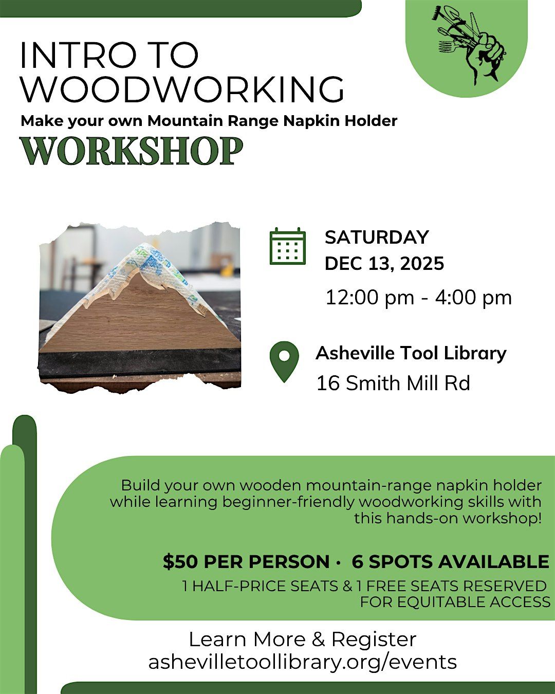 Intro to Woodworking Workshop:, 13 December | Event in Asheville | AllEvents