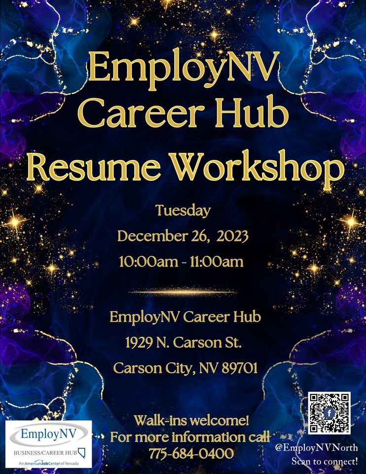 Resume , EmployNV Career Hub, 1929 N. Carson St., Carson City