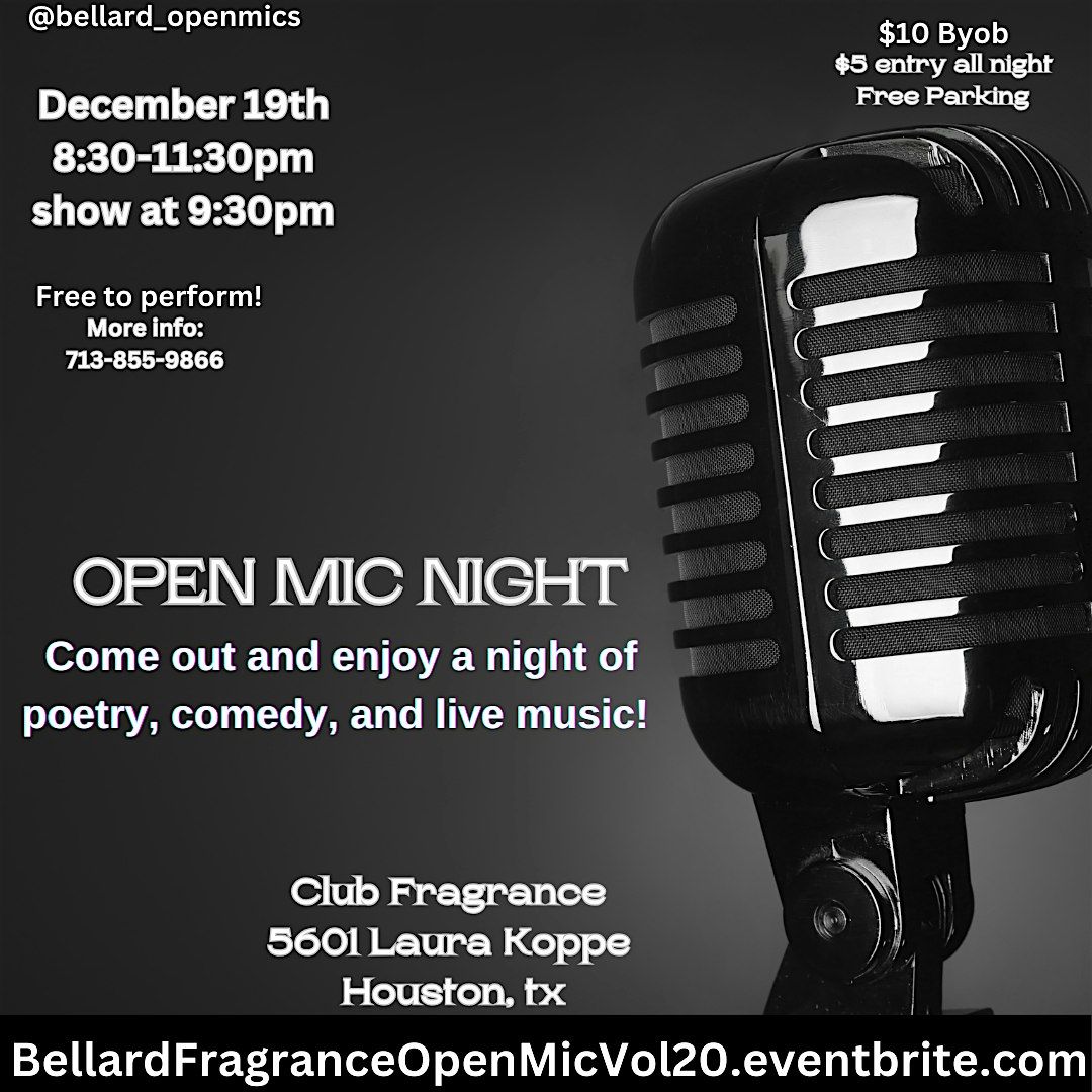 Open mic Night at Fragrance Sports Bar, 19 December | Event in Houston | AllEvents