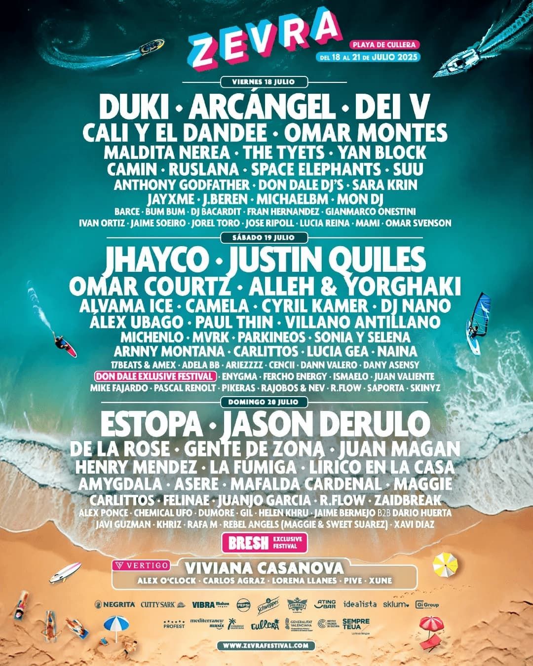 Zevra Festival 2025 - 3-Day Pass - Duki, Estopa, Jason Derulo and more Tickets, 18 July | Event in Cullera