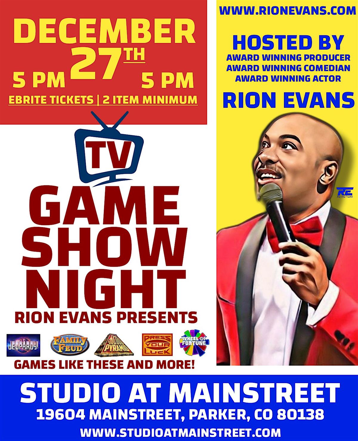 GAME SHOW @ The Studio, 27 December | Event in Parker | AllEvents