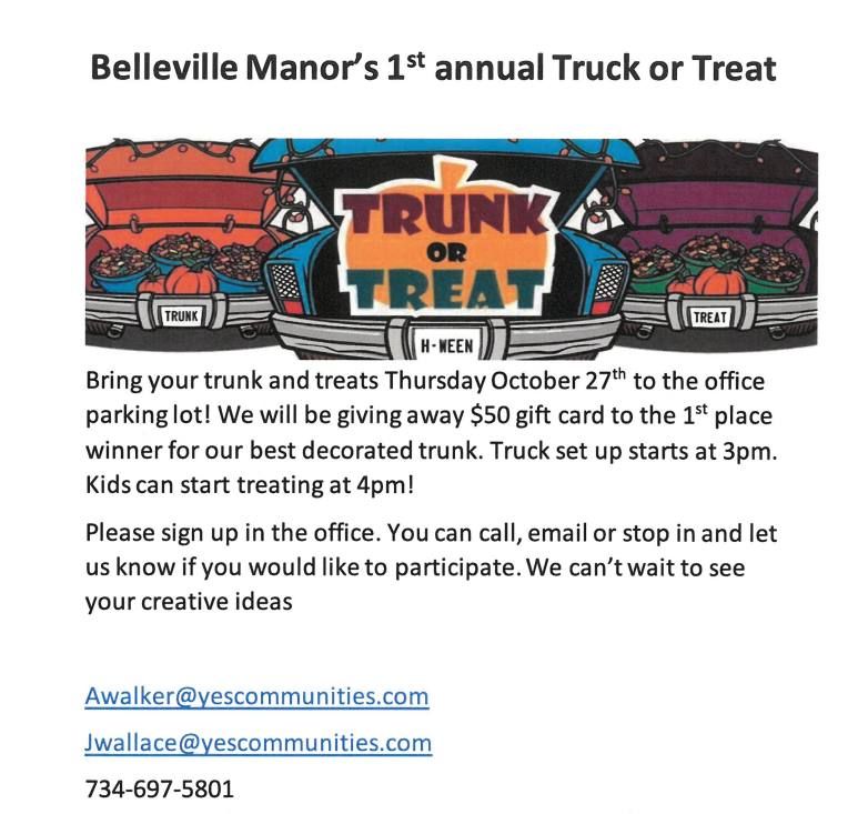 Belleville Manors 1st Annual Trunk or Treat Event 2025, 8701 Belleville