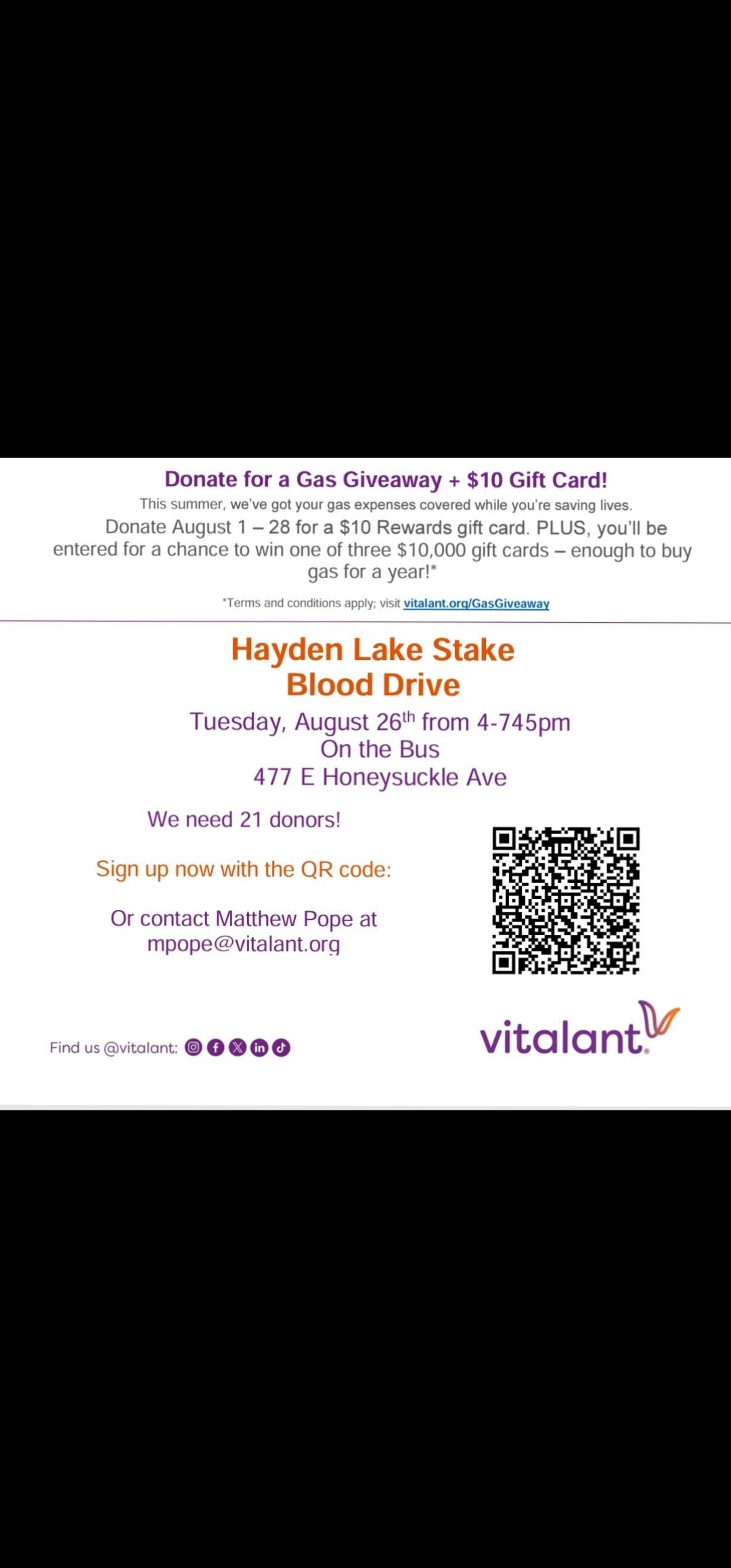 Community Blood Drive  [Vitalant], 26 August | Event in Hayden | AllEvents