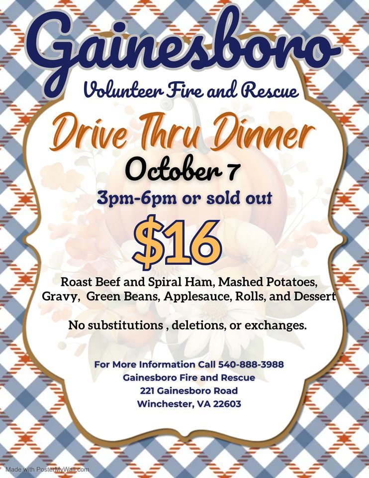 Drive Thru Dinner, Gainesboro Volunteer Fire and Rescue, Winchester