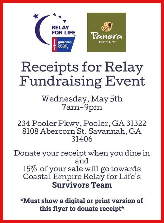 Panera Bread Relay For Life Day Panera Bread Pooler May 5 2021 Allevents In Is Panera Open On Christmas Eve 2021