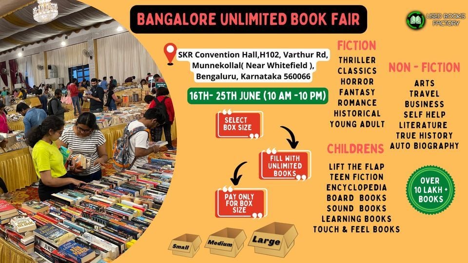 Bangalore UNLIMITED Book Fair Indias mega sale , SKR convention hall