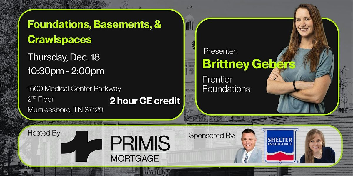 Navigating Foundations, Crawlspaces, & Basements, 18 December | Event in Murfreesboro | AllEvents