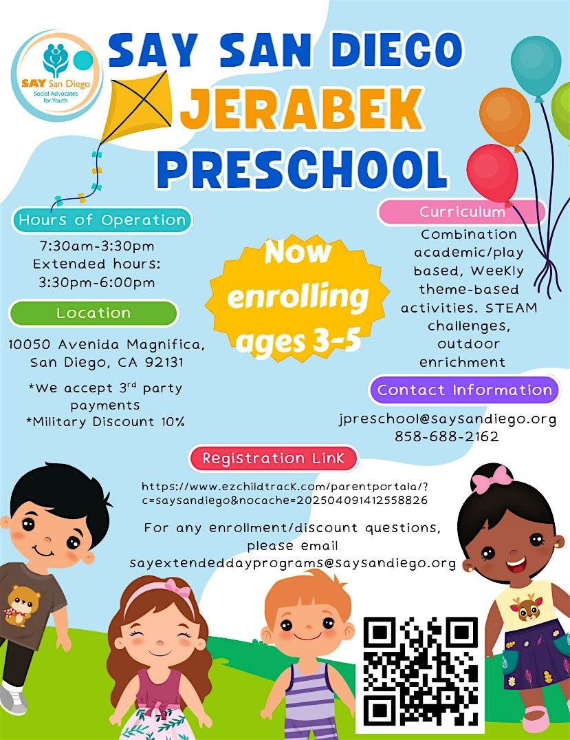 SAY Jerabek Preschool Open House, 5 December | Event in San Diego | AllEvents