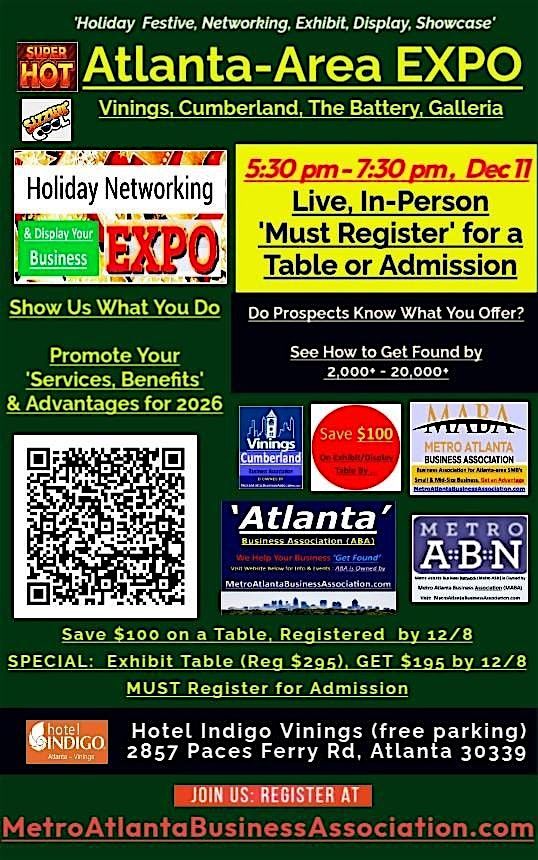 Holiday NETWORKING & 'Display Your Business EXPO' 12/11, 11 December | Event in Atlanta | AllEvents