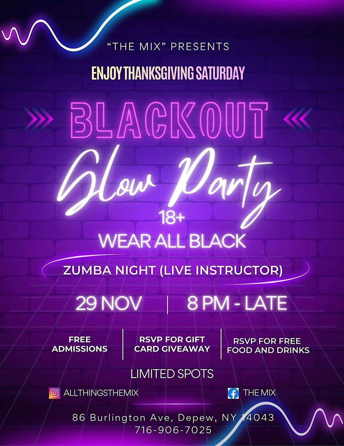 BLACKOUT GLOW PARTY, 29 November | Event in Depew | AllEvents