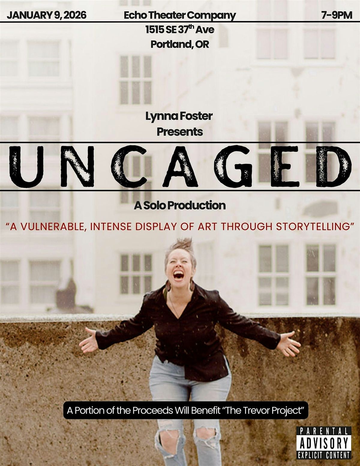 UNCAGED: A Solo Production Of Vulnerable, Intense Art Through Storytelling, 9 January | Event in Portland