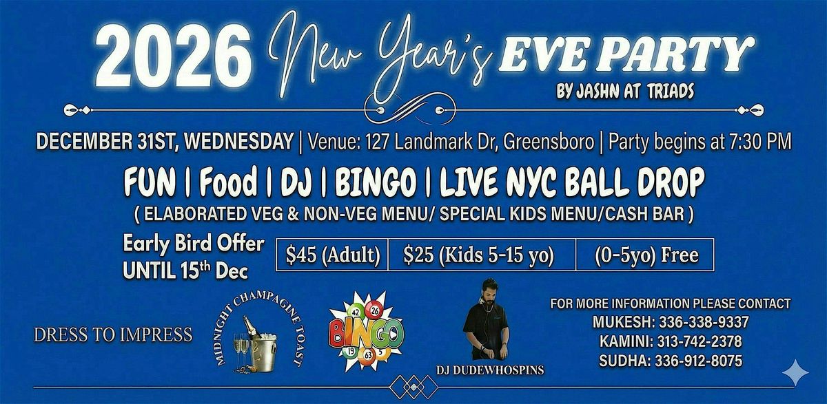 New Year's Eve 2026 - Dazzling Disco Party @ GCAP Event Center, 31 December | Event in Greensboro | AllEvents