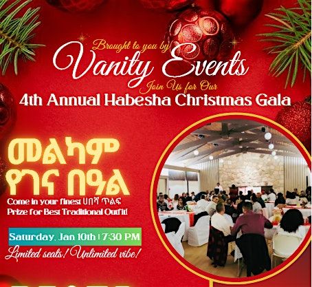 4th Annual Habesha Christmas Gala by Vanity Events & Gifts - VIP Ticket, 10 January | Event in New Westminster