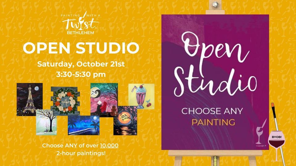 Open Studio CHOOSE ANY 2HOUR PAINTING!, Painting with a Twist