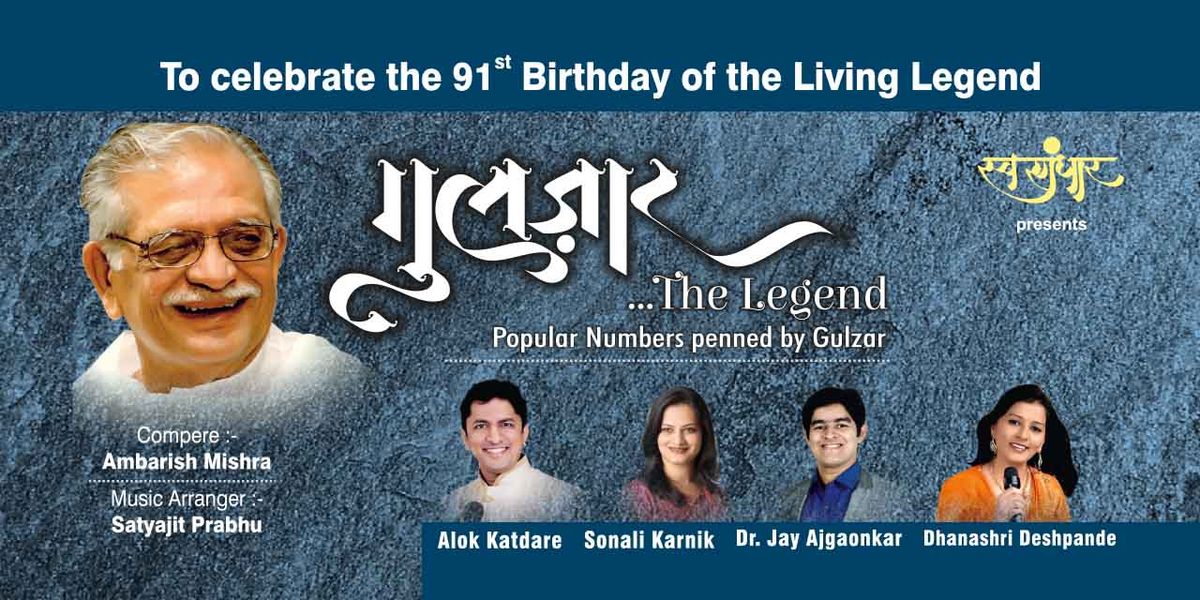 GULZAR...The Legend, 22 August | Event in Mumbai | AllEvents