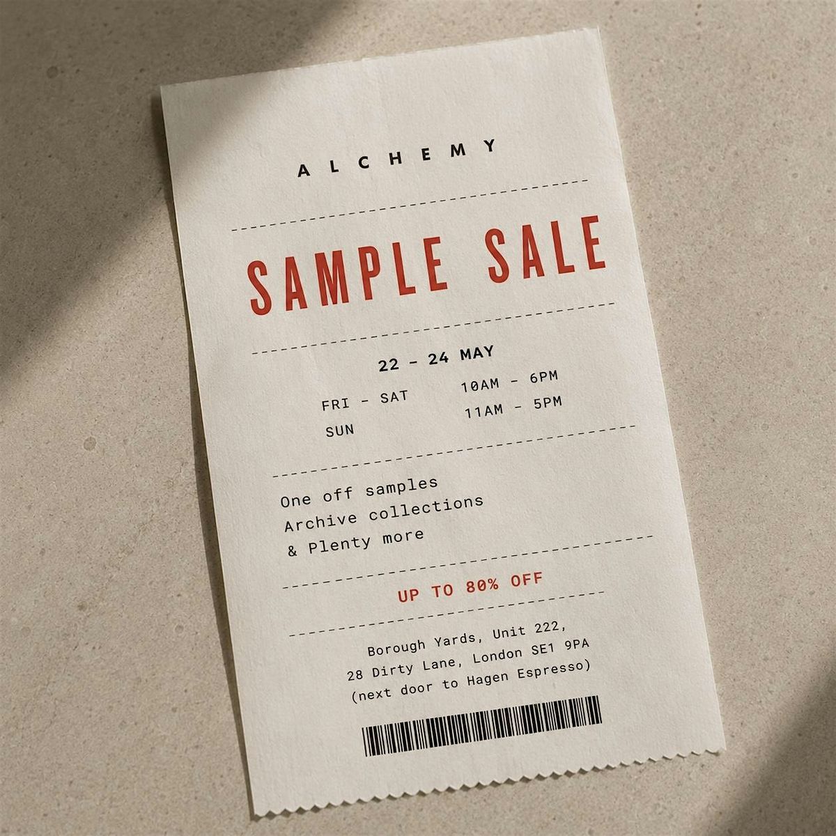 Alchemy Sample Sale in London – May 22, 2026 | AllEvents