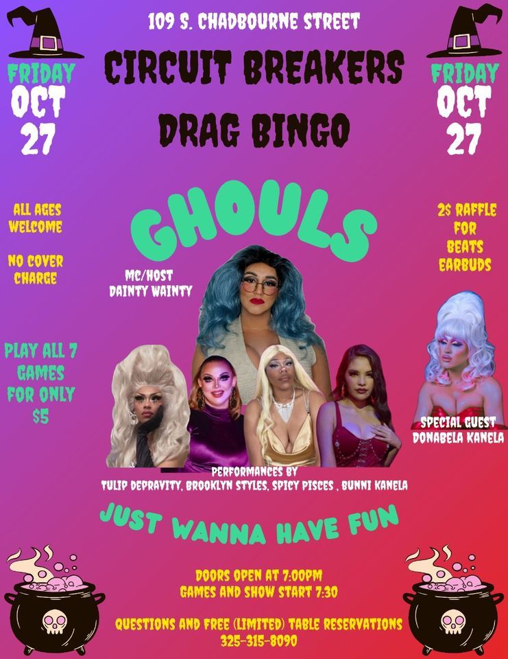 CBA Drag Show Bingo, Circuit Breaker Arcade Bar, San Angelo, 27 October