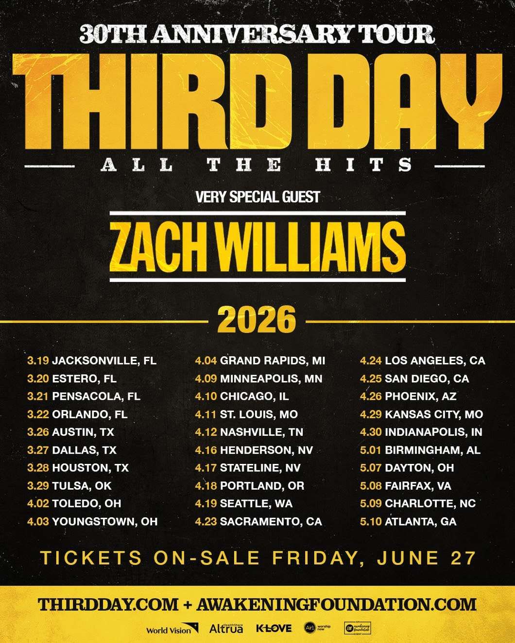 Third Day & Zach Williams, 27 March | Event in Sugar Land | AllEvents