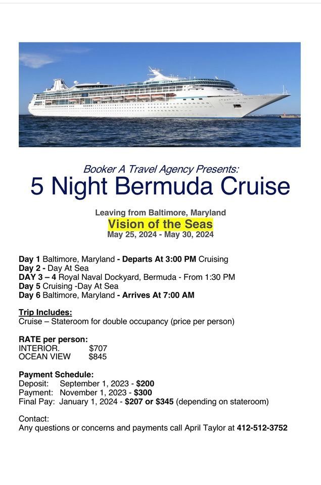 5 Night Bermuda Cruise ๐ข , Cruise Maryland Port of Baltimore, May 25