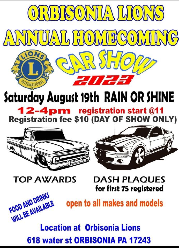 Orbisonia Lions car show 2023, Orbisonia Lions Club, August