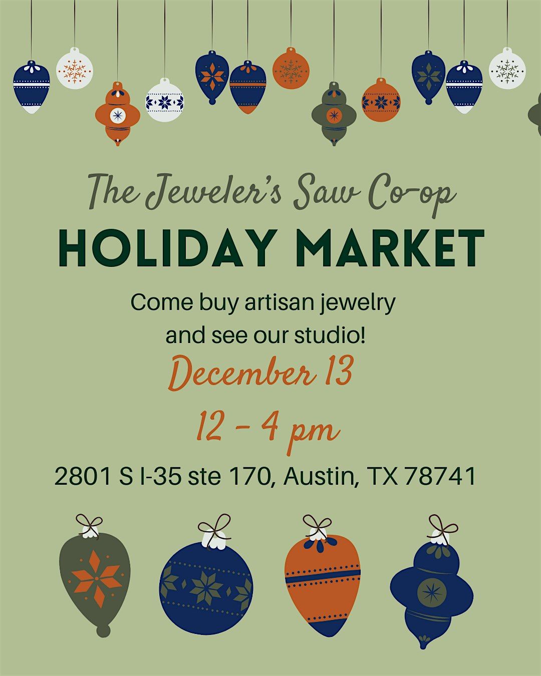 Jewelers Saw Holiday Market, 13 December | Event in Austin | AllEvents