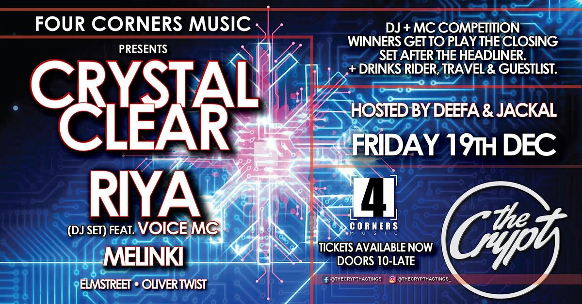 Four Corners Music & The Crypt present: CRYSTAL CLEAR & RIYA, 19 December | Event in Hastings | AllEvents