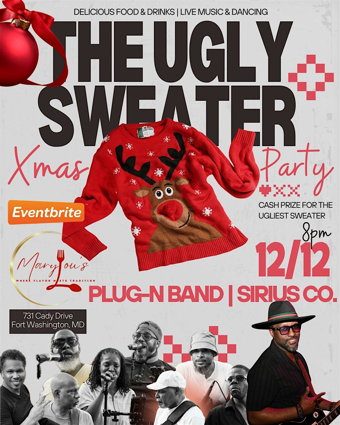 The Ugly Sweater X-Mas Party – Live Performances by Plug-N Band & Sirius Co, 12 December | Event in Fort Washington