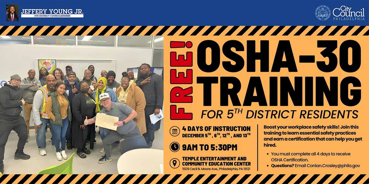 OSHA-30 Training & Certification, 5 December | Event in Philadelphia | AllEvents