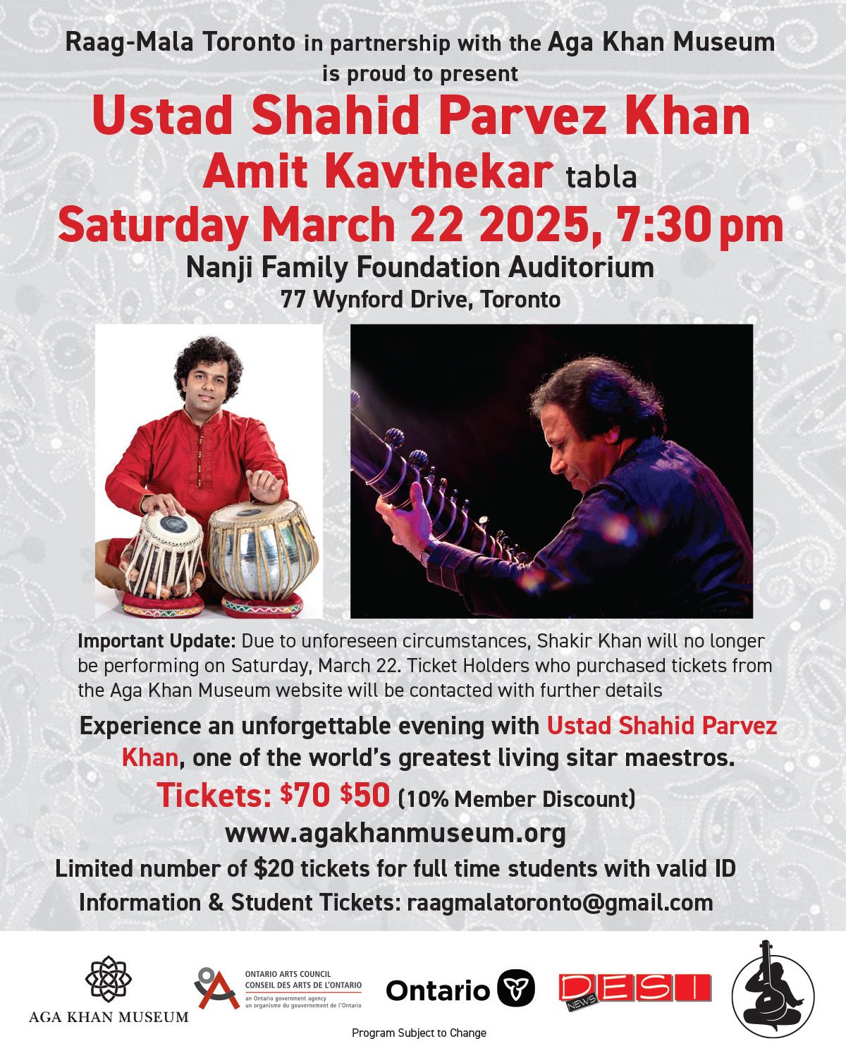 Ustad Shahid Parvez Khan, 4 September | Event in Berkeley | AllEvents