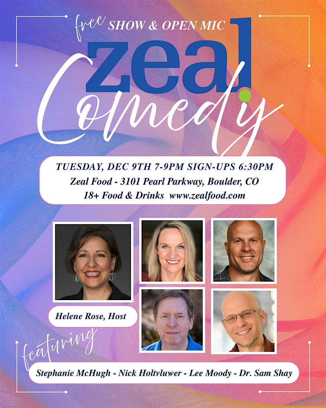 Zeal Comedy Boulder, 9 December | Event in Boulder | AllEvents