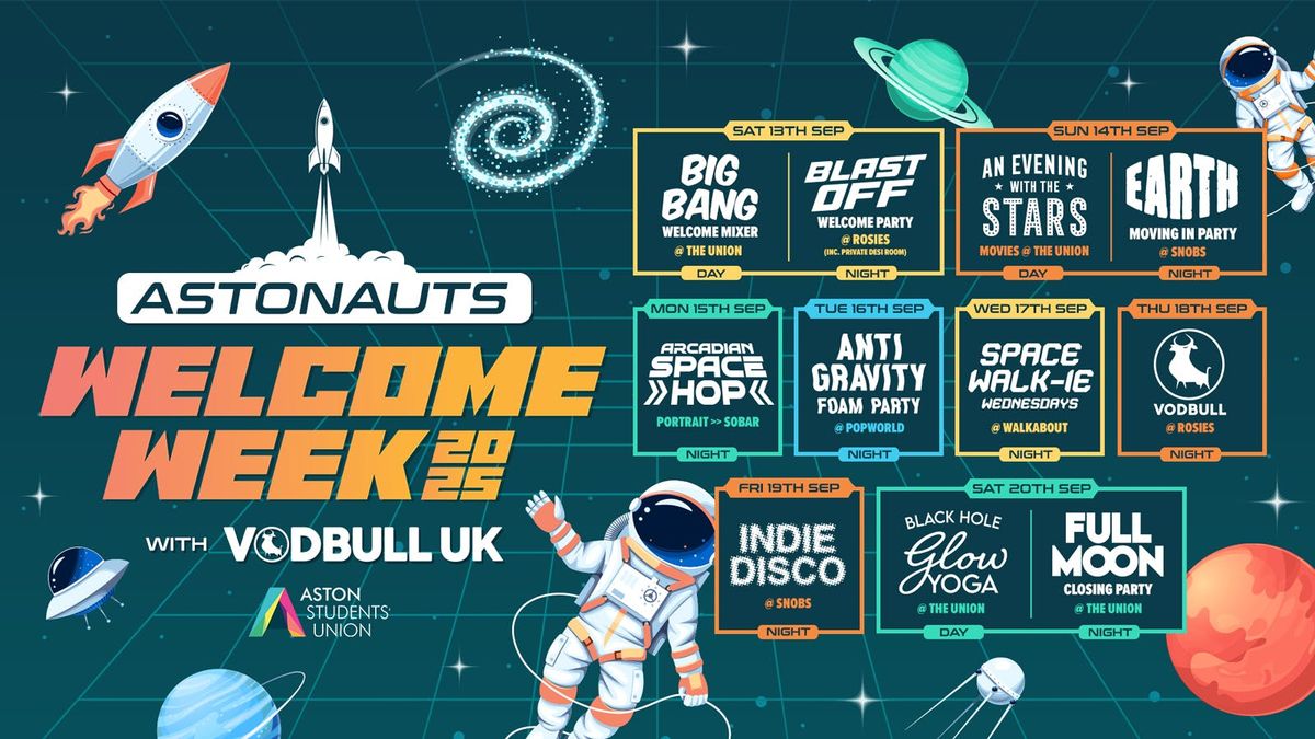 🔥The OFFICIAL Aston Uni 🪐 ASTONAUTS WELCOME WEEK PACK 2025 🪐 ALL STUDENTS, ALL UNIS, WELCOME! Freshers &amp; Returners!!, 13 September