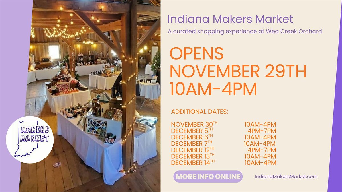 Holiday Pop-Up at Wea Creek Orchard - Indiana Makers Market, 29 November | Event in Lafayette | AllEvents