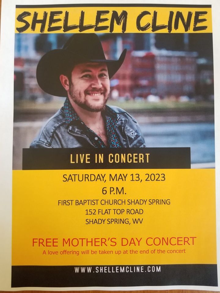 Mothers Day Concert featuring Shellem Cline, Shady Spring First Baptist Church, 13 May 2023