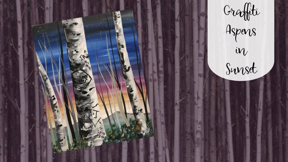 Graffiti Aspens in Sunset Half Off Wine Bottles!, Painting with a