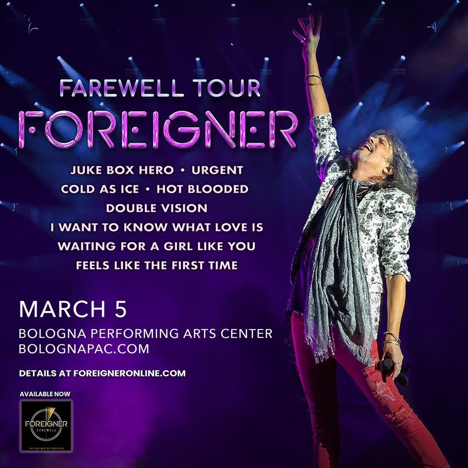 FOREIGNER, Bologna Performing Arts Center, Mound Bayou, March 5 2024