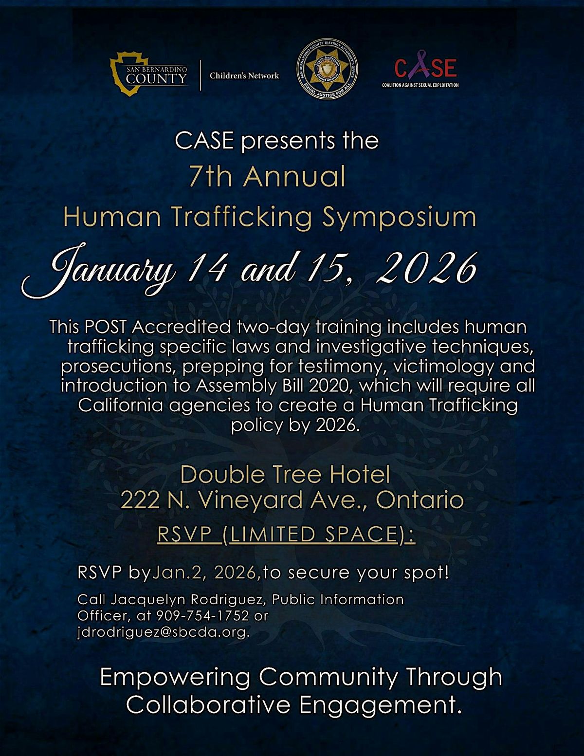 Human Trafficking Law Enforcement Symposium (HT+LE), 14 January | Event in Ontario | AllEvents