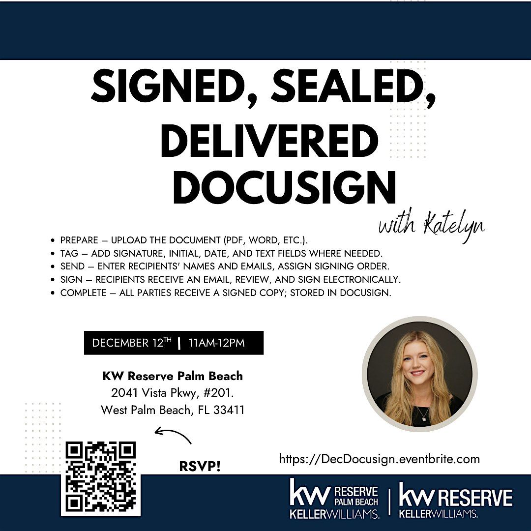 Signed, Sealed, Delivered: DocuSign 101, 12 December | Event in West Palm Beach | AllEvents